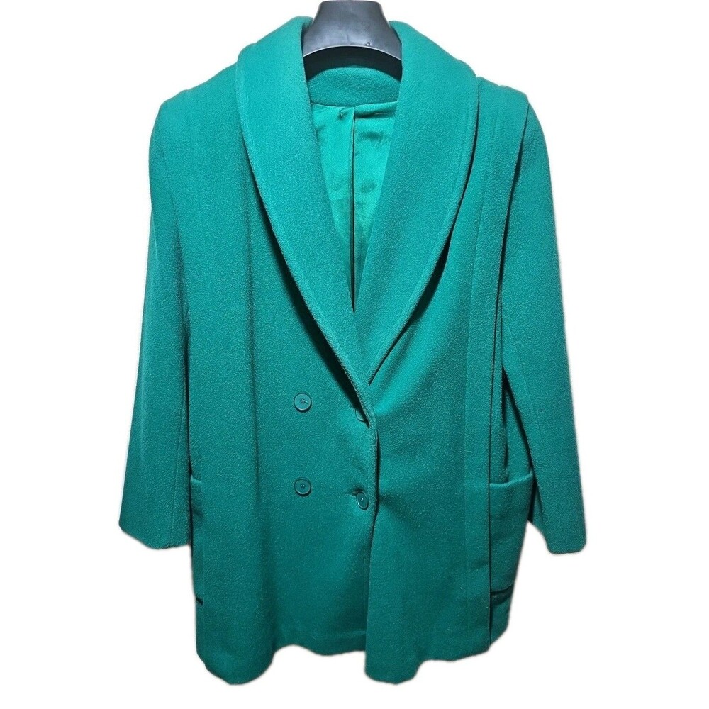 Noble Fashions Emerald Green Double Breasted Wool Coat